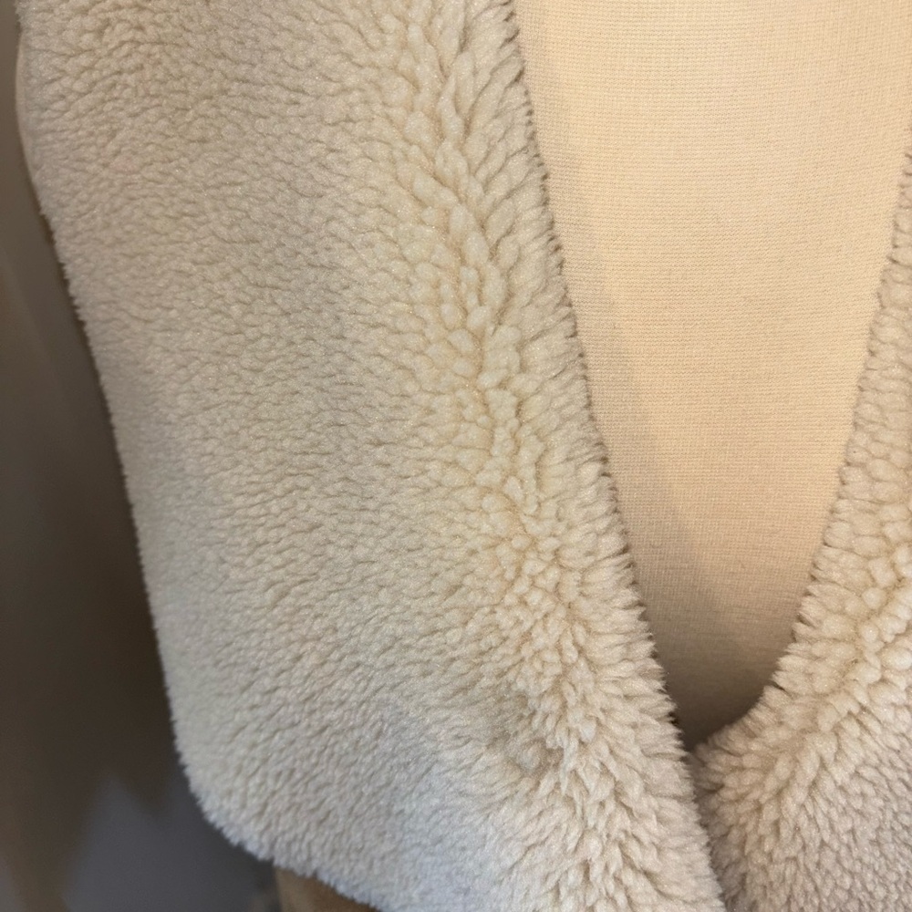 Velvet by Graham & Spencer Tan and Cream Teddy Jacket with Waterfall Collar - Picture 4 of 8